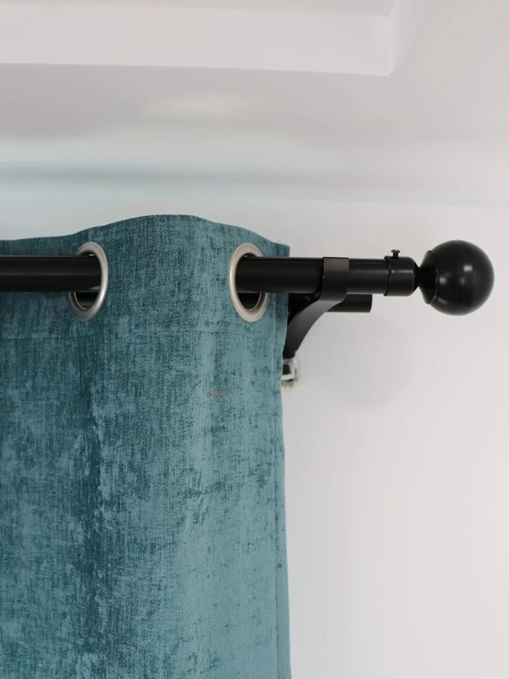 Luxurious Teal and Cream Embroidered Window Curtain Panel